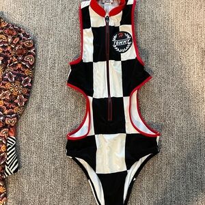 Tommy Hilfiger Black and White Checkered One Piece Swimsuit